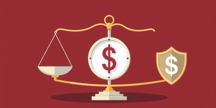 {"prompt":"create no text flat illustration, don't show any text. Just show financial symbol. Use a balance scale, stop-loss icon, and shield visuals. Background color: dark red or cool gray. Purely metaphorical -- no numbers or labels.","originalPrompt":"create no text flat illustration, don't show any text. Just show financial symbol. Use a balance scale, stop-loss icon, and shield visuals. Background color: dark red or cool gray. Purely metaphorical -- no numbers or labels.","width":1024,"height":576,"seed":42,"model":"flux","enhance":false,"nologo":true,"negative_prompt":"worst quality, blurry","nofeed":false,"safe":false,"isMature":false,"isChild":false}