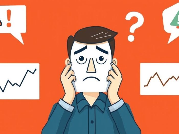 {"prompt":"Show common beginner day trading mistakes. Background: warning red or burnt orange. Icons: error pop-ups, broken trendlines, confused trader. Metaphoric -- no labels.","originalPrompt":"Show common beginner day trading mistakes. Background: warning red or burnt orange. Icons: error pop-ups, broken trendlines, confused trader. Metaphoric -- no labels.","width":1024,"height":576,"seed":42,"model":"flux","enhance":false,"nologo":true,"negative_prompt":"worst quality, blurry","nofeed":false,"safe":false,"isMature":false,"isChild":false}