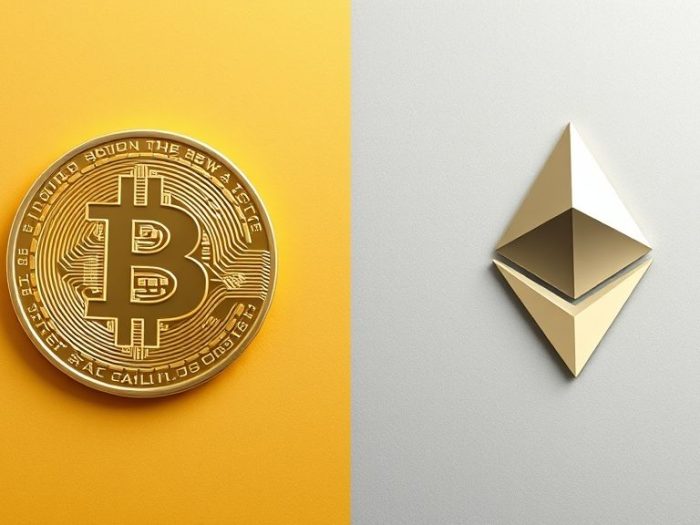 {"prompt":"create no text flat illustration, Depict Bitcoin vs. Ethereum for long-term investing. Use a split gold and silver background. Show symbols of both coins with growth arrows. No labels or words.","originalPrompt":"create no text flat illustration, Depict Bitcoin vs. Ethereum for long-term investing. Use a split gold and silver background. Show symbols of both coins with growth arrows. No labels or words.","width":1024,"height":576,"seed":42,"model":"flux","enhance":false,"nologo":true,"negative_prompt":"worst quality, blurry","nofeed":false,"safe":false,"isMature":false,"isChild":false}