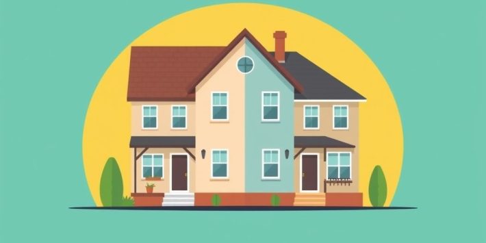 {"prompt":"create no text flat illustration, Depict house hacking: living for free while renting part of a property. Show one building with two halves -- one homey, the other income-generating. Background: teal or sunny yellow. No text.","originalPrompt":"create no text flat illustration, Depict house hacking: living for free while renting part of a property. Show one building with two halves -- one homey, the other income-generating. Background: teal or sunny yellow. No text.","width":1024,"height":576,"seed":42,"model":"flux","enhance":false,"nologo":true,"negative_prompt":"worst quality, blurry","nofeed":false,"safe":false,"isMature":false,"isChild":false}