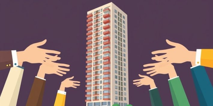 {"prompt":"create no text flat illustration, Depict real estate syndication. Multiple hands investing in a tall apartment building. Background: dark purple or slate. No text.","originalPrompt":"create no text flat illustration, Depict real estate syndication. Multiple hands investing in a tall apartment building. Background: dark purple or slate. No text.","width":1024,"height":576,"seed":42,"model":"flux","enhance":false,"nologo":true,"negative_prompt":"worst quality, blurry","nofeed":false,"safe":false,"isMature":false,"isChild":false}