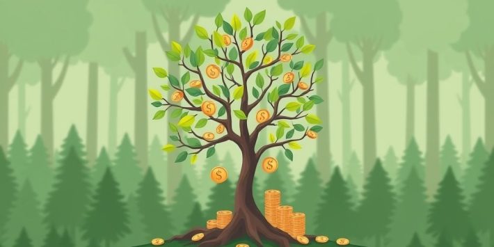 {"prompt":"create no text flat illustration, Visualize dividend growth investing. A growing tree with money leaves and coins dropping regularly. Background: forest green. No text.","originalPrompt":"create no text flat illustration, Visualize dividend growth investing. A growing tree with money leaves and coins dropping regularly. Background: forest green. No text.","width":1024,"height":576,"seed":42,"model":"flux","enhance":false,"nologo":true,"negative_prompt":"worst quality, blurry","nofeed":false,"safe":false,"isMature":false,"isChild":false}