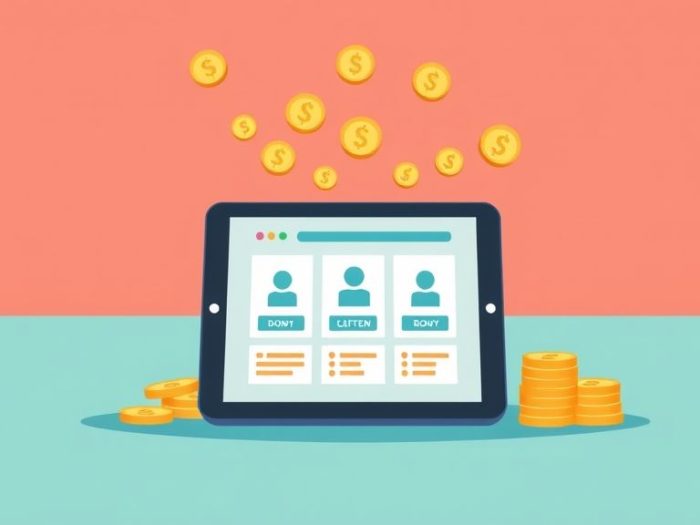 {"prompt":"create no text flat illustration, Show digital product sales for passive income. Tablet or screen displaying download icons with coins flowing out. Background: coral or sky blue. No wording.","originalPrompt":"create no text flat illustration, Show digital product sales for passive income. Tablet or screen displaying download icons with coins flowing out. Background: coral or sky blue. No wording.","width":1024,"height":576,"seed":42,"model":"flux","enhance":false,"nologo":true,"negative_prompt":"worst quality, blurry","nofeed":false,"safe":false,"isMature":false,"isChild":false}