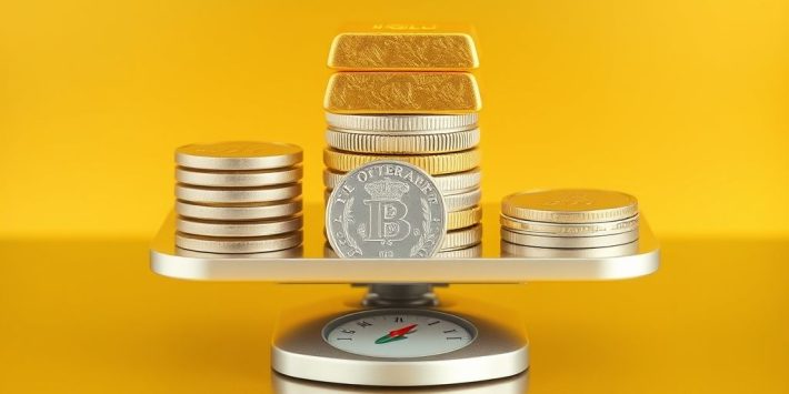 {"prompt":"create no text flat illustration, Visualize comparing precious metals (gold, silver, platinum). Stacked gold bars, silver coins, and platinum disks in a weighing scale. Background: royal gold. No text. show 3d image.","originalPrompt":"create no text flat illustration, Visualize comparing precious metals (gold, silver, platinum). Stacked gold bars, silver coins, and platinum disks in a weighing scale. Background: royal gold. No text. show 3d image.","width":1024,"height":576,"seed":42,"model":"flux","enhance":false,"nologo":true,"negative_prompt":"worst quality, blurry","nofeed":false,"safe":false,"isMature":false,"isChild":false}