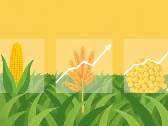 {"prompt":"create no text flat illustration, Depict agricultural commodities to trade. Corn, wheat, soybeans shown as charts with price arrows. Background: field green or amber. No wording.","originalPrompt":"create no text flat illustration, Depict agricultural commodities to trade. Corn, wheat, soybeans shown as charts with price arrows. Background: field green or amber. No wording.","width":1024,"height":576,"seed":42,"model":"flux","enhance":false,"nologo":true,"negative_prompt":"worst quality, blurry","nofeed":true,"safe":false,"isMature":false,"isChild":false}