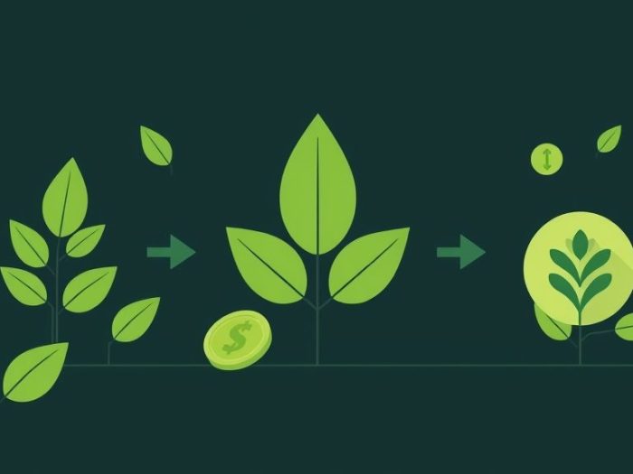{"prompt":"create no text flat illustration, Illustrate carbon credit investing. Carbon symbols being transformed into green leaves or energy tokens. Background: dark blue or nature green. No labels.","originalPrompt":"create no text flat illustration, Illustrate carbon credit investing. Carbon symbols being transformed into green leaves or energy tokens. Background: dark blue or nature green. No labels.","width":1024,"height":576,"seed":42,"model":"flux","enhance":false,"nologo":true,"negative_prompt":"worst quality, blurry","nofeed":true,"safe":false,"isMature":false,"isChild":false}