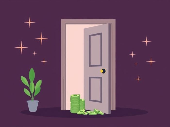 {"prompt":"create no text flat illustration, Illustrate backdoor Roth IRA setup. Money entering a side door to a Roth account with sparkles. Background: plum or navy. No wording.","originalPrompt":"create no text flat illustration, Illustrate backdoor Roth IRA setup. Money entering a side door to a Roth account with sparkles. Background: plum or navy. No wording.","width":1024,"height":576,"seed":42,"model":"flux","enhance":false,"nologo":true,"negative_prompt":"worst quality, blurry","nofeed":false,"safe":false,"isMature":false,"isChild":false}
