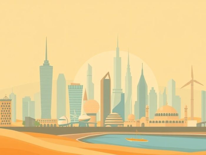 {"prompt":"create no text flat illustration, Show Middle East opportunities beyond oil. Tech hubs, clean energy, and finance visuals in Middle East skyline. Background: desert tan. No text.","originalPrompt":"create no text flat illustration, Show Middle East opportunities beyond oil. Tech hubs, clean energy, and finance visuals in Middle East skyline. Background: desert tan. No text.","width":1024,"height":576,"seed":42,"model":"flux","enhance":false,"nologo":true,"negative_prompt":"worst quality, blurry","nofeed":false,"safe":false,"isMature":false,"isChild":false}