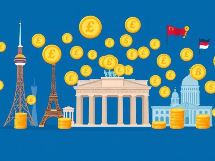 {"prompt":"create no text flat illustration, Show top European dividend stocks. Euro coins flowing from famous EU landmarks like show Tower or Brandenburg Gate. Background: royal blue. No text.","originalPrompt":"create no text flat illustration, Show top European dividend stocks. Euro coins flowing from famous EU landmarks like show Tower or Brandenburg Gate. Background: royal blue. No text.","width":1024,"height":576,"seed":42,"model":"flux","enhance":false,"nologo":true,"negative_prompt":"worst quality, blurry","nofeed":false,"safe":false,"isMature":false,"isChild":false}