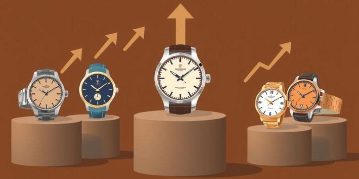 {"prompt":"create no text flat illustration, Show investment in collectible watches. Luxury watches on pedestals with upward arrows and auction icons. Background: rich brown. No wording.","originalPrompt":"create no text flat illustration, Show investment in collectible watches. Luxury watches on pedestals with upward arrows and auction icons. Background: rich brown. No wording.","width":1024,"height":576,"seed":42,"model":"flux","enhance":false,"nologo":true,"negative_prompt":"worst quality, blurry","nofeed":false,"safe":false,"isMature":false,"isChild":false}
