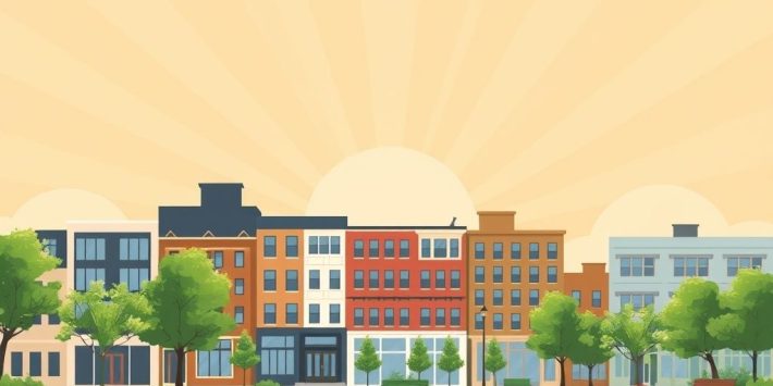 {"prompt":"Imagine a vibrant, no-text flat illustration depicting qualified opportunity zones showcasing the revitalization of real estate in a low-income area. The foreground features a mix of renovated buildings, some with modern facades juxtaposed with classic architectural details, symbolizing a blend of the old and the new. A radiant, warm beige hue envelops the background, seamlessly transitioning into urban green accents that represent parks and community spaces. Dappled sunlight filters down, creating an inviting and optimistic atmosphere, while stylized trees and benches enhance the feeling of community development. The image captures the essence of economic rejuvenation, glowing with potential and hope for a brighter future in these neighborhoods, rendered in a clean, geometric illustration style reminiscent of contemporary infographics.nncreate no text flat illustration, Visualize qualified opportunity zones. Real estate in low-income area being revitalized with tax boost overlay. Background: warm beige or urban green. No text.","originalPrompt":"create no text flat illustration, Visualize qualified opportunity zones. Real estate in low-income area being revitalized with tax boost overlay. Background: warm beige or urban green. No text.","width":1024,"height":576,"seed":42,"model":"flux","enhance":false,"nologo":true,"negative_prompt":"worst quality, blurry","nofeed":false,"safe":false,"isMature":false,"isChild":false}