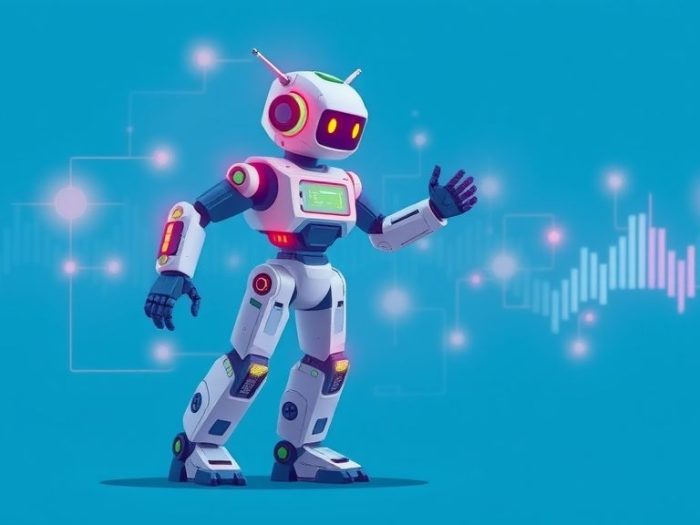 {"prompt":"Visualize a captivating flat illustration that showcases the intricate process of constructing a trading bot using an innovative drag-and-drop interface. The image features vibrant, modular logic blocks seamlessly connecting to shape a dynamic robot poised for trade execution. Set against a sleek, tech-inspired blue background, the scene emanates a modern, futuristic ambiance, filled with digital energy. The robot is intricately designed to reflect technological sophistication, with glowing accents that suggest advanced capabilities. The absence of text allows the visual storytelling to shine, inviting viewers to explore the inventive nature of code-free programming.nncreate no text flat illustration, Depict building a trading bot without code. Drag-and-drop logic blocks forming a robot placing trades. Background: tech blue. No text.","originalPrompt":"create no text flat illustration, Depict building a trading bot without code. Drag-and-drop logic blocks forming a robot placing trades. Background: tech blue. No text.","width":1024,"height":576,"seed":42,"model":"flux","enhance":false,"nologo":true,"negative_prompt":"worst quality, blurry","nofeed":false,"safe":false,"isMature":false,"isChild":false}