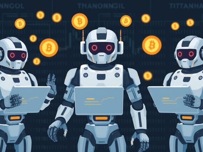 {"prompt":"create no text flat illustration, Show top crypto trading bots. Multiple bots each managing different token pairs. Background: digital dark. No text.","originalPrompt":"create no text flat illustration, Show top crypto trading bots. Multiple bots each managing different token pairs. Background: digital dark. No text.","width":1024,"height":576,"seed":42,"model":"flux","enhance":false,"nologo":true,"negative_prompt":"worst quality, blurry","nofeed":false,"safe":false,"isMature":false,"isChild":false}